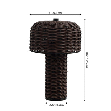 Mia 10" Modern Scandinavian Indoor/Outdoor Faux Wicker Rechargeable/Cordless Dimmable Integrated LED Table Lamp, Set of 2